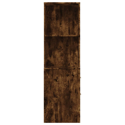 Narrow Bathroom Cupboard with Wheels Smoked Oak Engineered Wood