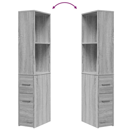 Narrow Bathroom Cupboard with Wheels Grey Sonoma Engineered Wood