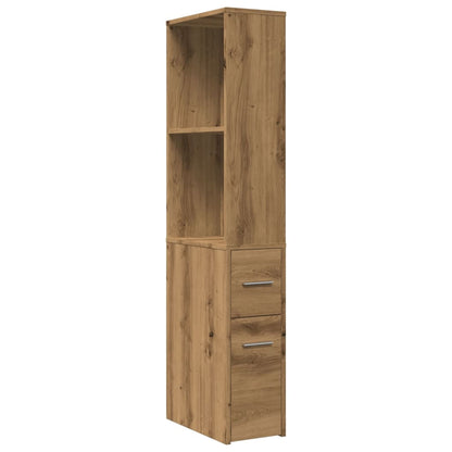 Narrow Bathroom Cupboard with Wheels Artisian Oak Engineered Wood