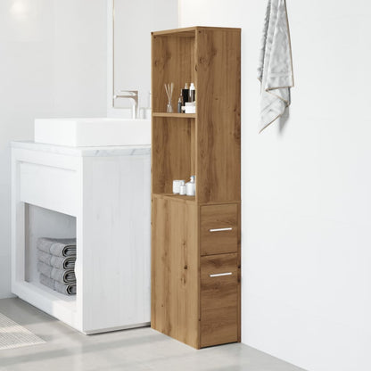 Narrow Bathroom Cupboard with Wheels Artisian Oak Engineered Wood