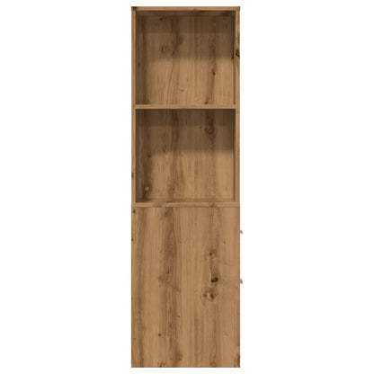 Narrow Bathroom Cupboard with Wheels Artisian Oak Engineered Wood