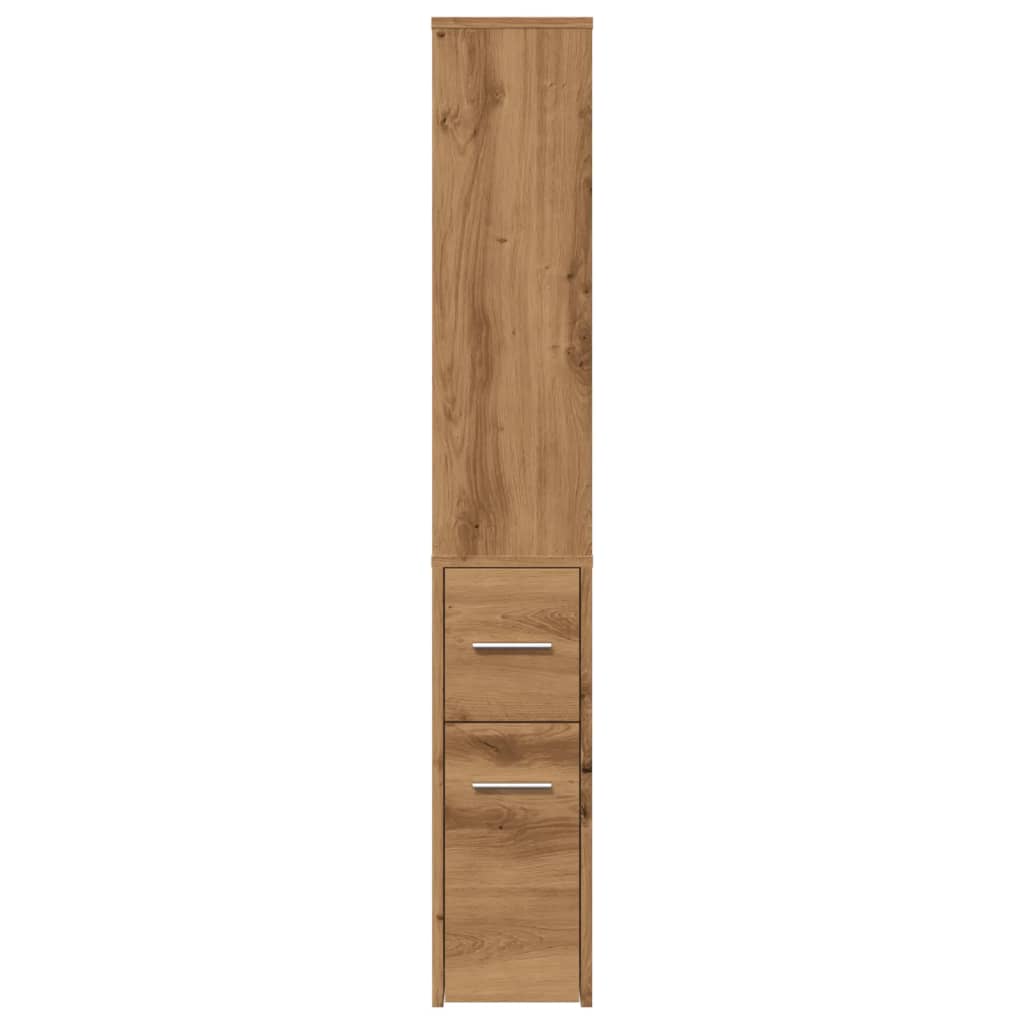 Narrow Bathroom Cupboard with Wheels Artisian Oak Engineered Wood