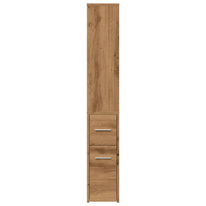 Narrow Bathroom Cupboard with Wheels Artisian Oak Engineered Wood