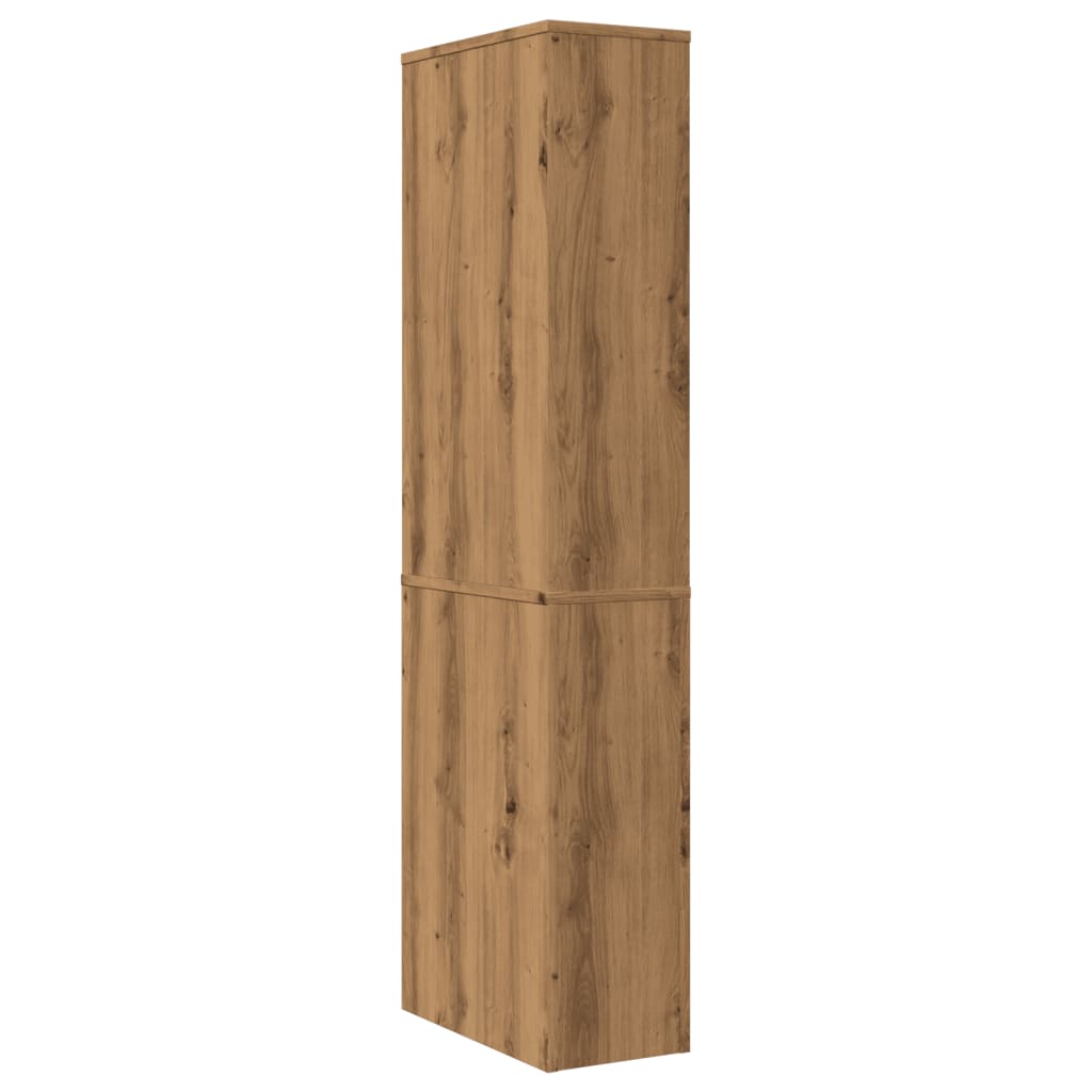 Narrow Bathroom Cupboard with Wheels Artisian Oak Engineered Wood