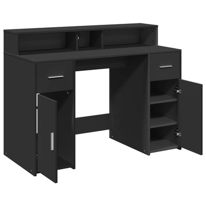 Desk with LED Lights Black 120x55x91 cm Engineered Wood