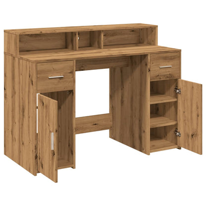 Desk with LED Lights Artisian Oak 120x55x91 cm Engineered Wood