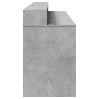 Desk with LED Lights Concrete Grey 200x55x91 cm Engineered Wood
