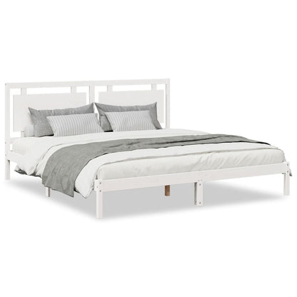 Extra Long Bed Frame without Mattress White 180x210 cm Solid Wood