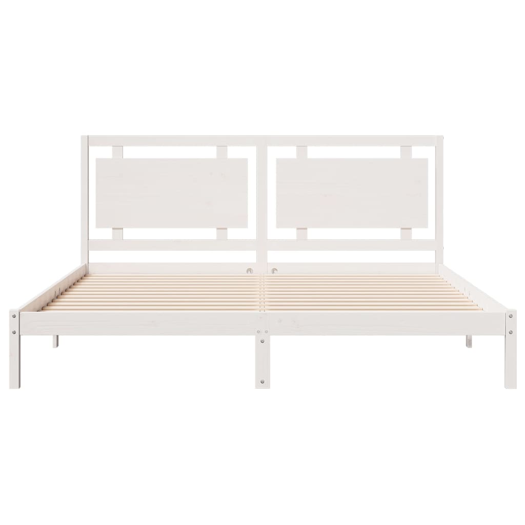 Extra Long Bed Frame without Mattress White 180x210 cm Solid Wood