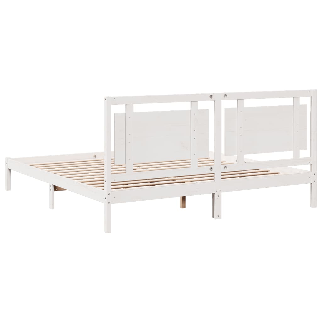 Extra Long Bed Frame without Mattress White 180x210 cm Solid Wood