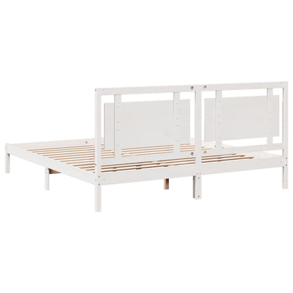 Extra Long Bed Frame without Mattress White 180x210 cm Solid Wood