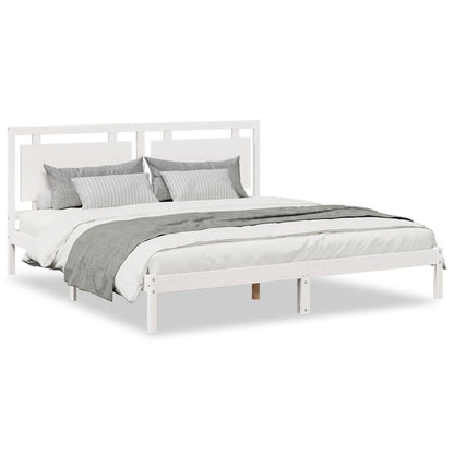 Extra Long Bed Frame without Mattress White 180x220 cm Solid Wood