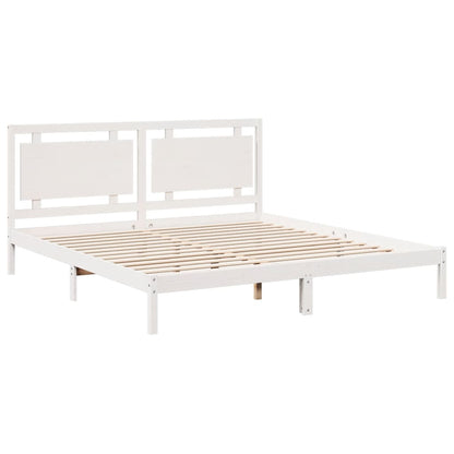 Extra Long Bed Frame without Mattress White 180x220 cm Solid Wood