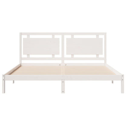 Extra Long Bed Frame without Mattress White 180x220 cm Solid Wood