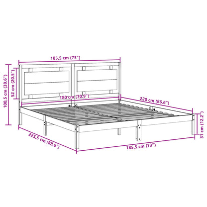 Extra Long Bed Frame without Mattress White 180x220 cm Solid Wood
