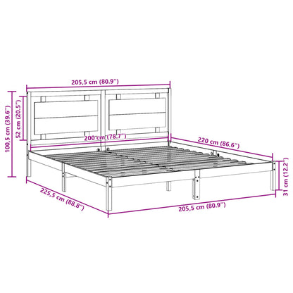Extra Long Bed Frame without Mattress White 200x220 cm Solid Wood