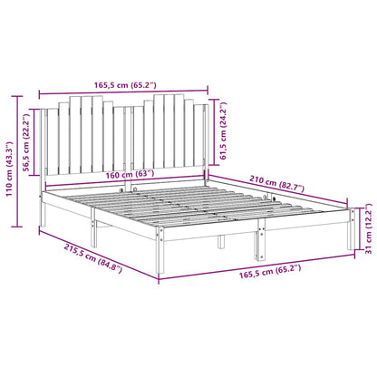 Extra Long Bed Frame without Mattress 160x210 cm Solid Wood