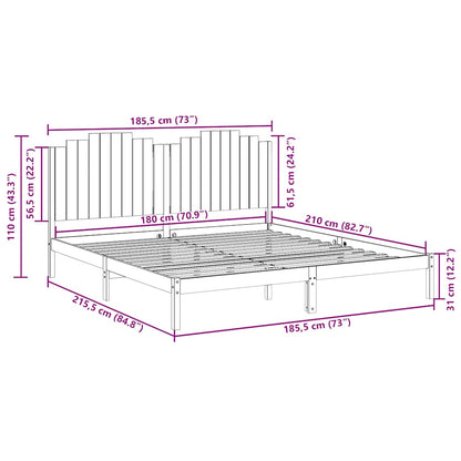 Extra Long Bed Frame without Mattress 180x210 cm Solid Wood