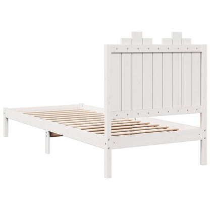 Extra Long Bed Frame without Mattress White 100x220 cm Solid Wood