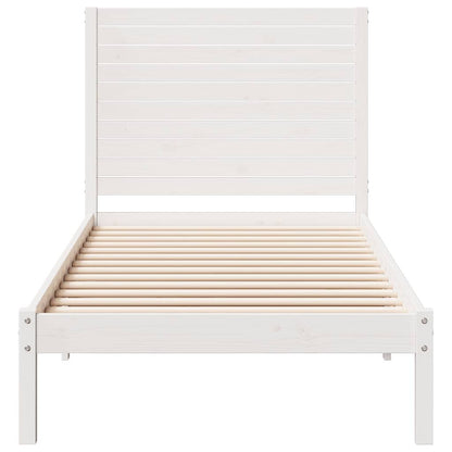 Extra Long Bed Frame without Mattress White 90x210 cm Solid Wood