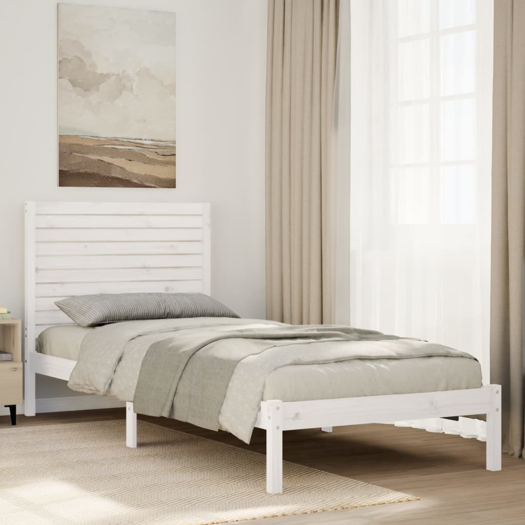 Extra Long Bed Frame without Mattress White 90x210 cm Solid Wood