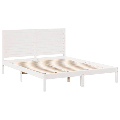 Extra Long Bed Frame without Mattress White 140x210 cm Solid Wood
