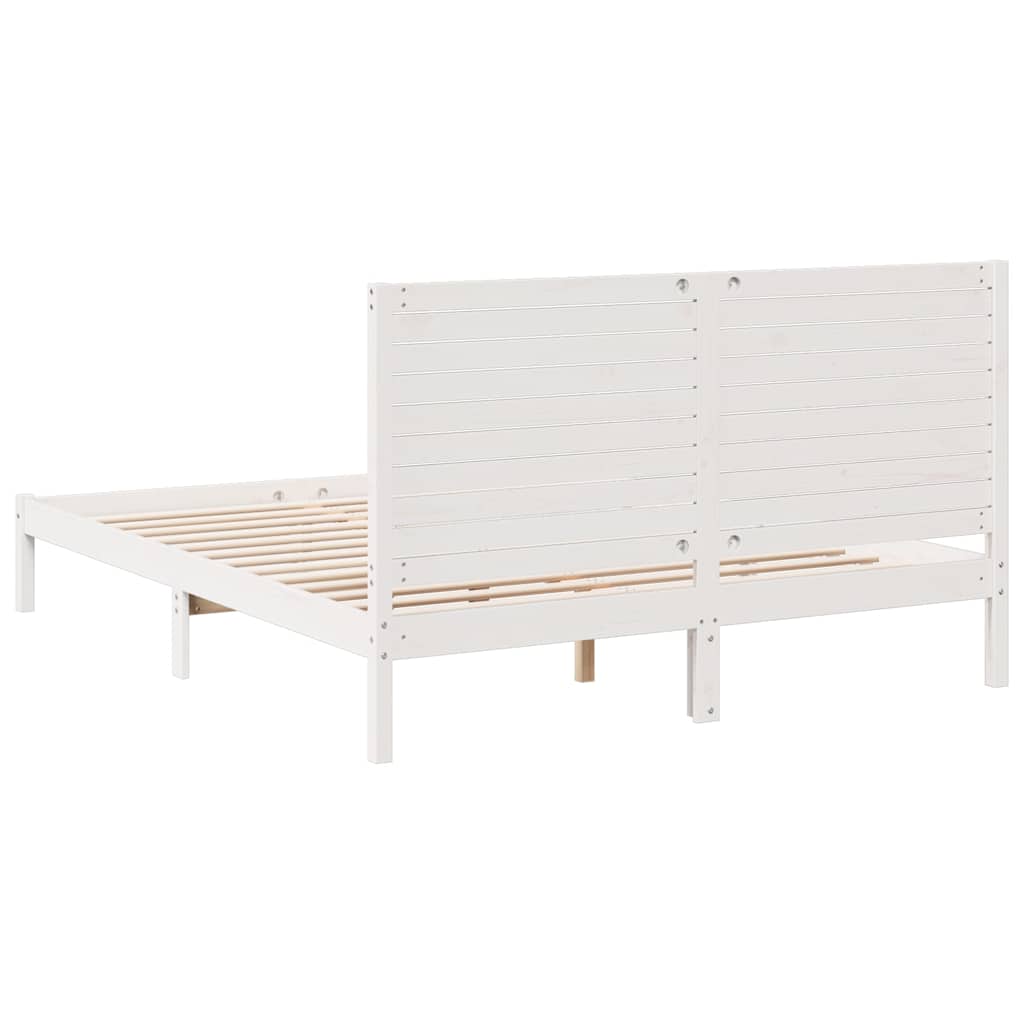 Extra Long Bed Frame without Mattress White 140x210 cm Solid Wood