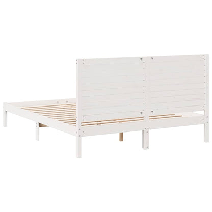 Extra Long Bed Frame without Mattress White 140x210 cm Solid Wood
