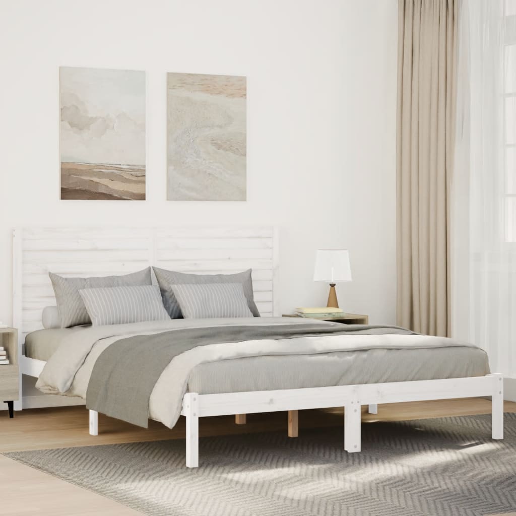 Extra Long Bed Frame without Mattress White 140x210 cm Solid Wood