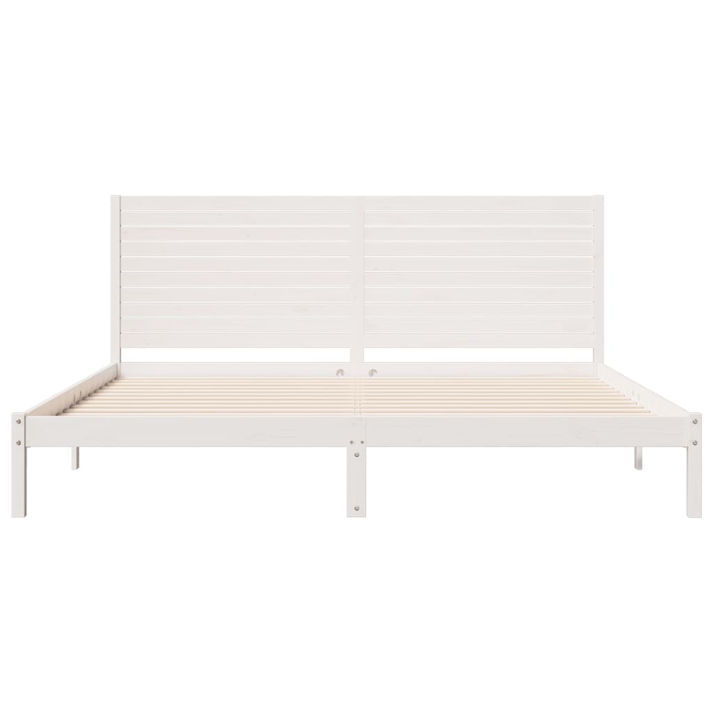 Extra Long Bed Frame without Mattress White 180x210 cm Solid Wood