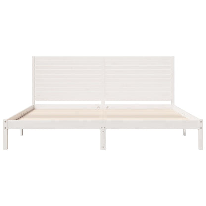 Extra Long Bed Frame without Mattress White 180x210 cm Solid Wood