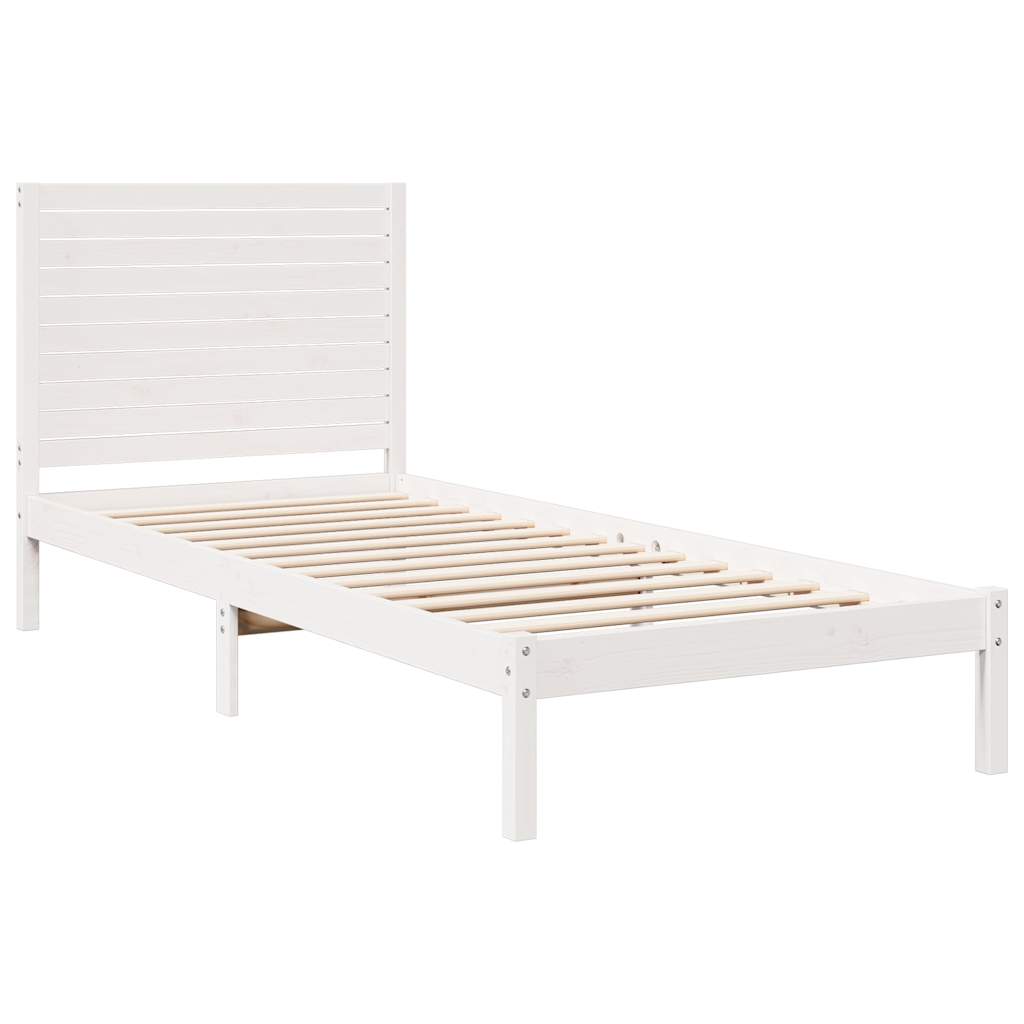 Extra Long Bed Frame without Mattress White 90x220 cm Solid Wood