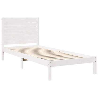 Extra Long Bed Frame without Mattress White 90x220 cm Solid Wood