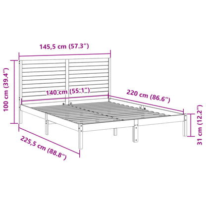 Extra Long Bed Frame without Mattress 140x220 cm Solid Wood