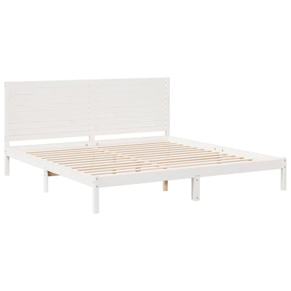 Extra Long Bed Frame without Mattress White 180x220 cm Solid Wood