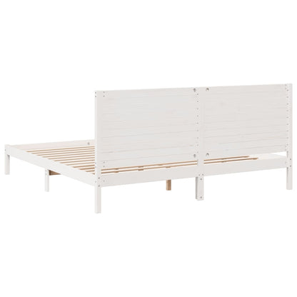 Extra Long Bed Frame without Mattress White 180x220 cm Solid Wood