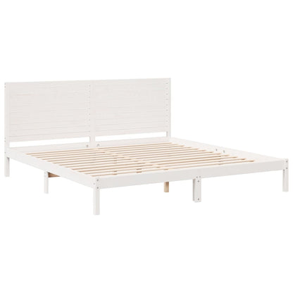 Extra Long Bed Frame without Mattress White 200x220 cm Solid Wood