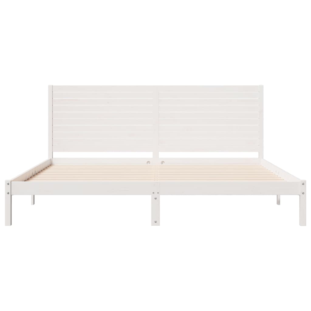 Extra Long Bed Frame without Mattress White 200x220 cm Solid Wood