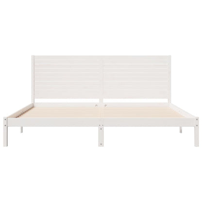 Extra Long Bed Frame without Mattress White 200x220 cm Solid Wood