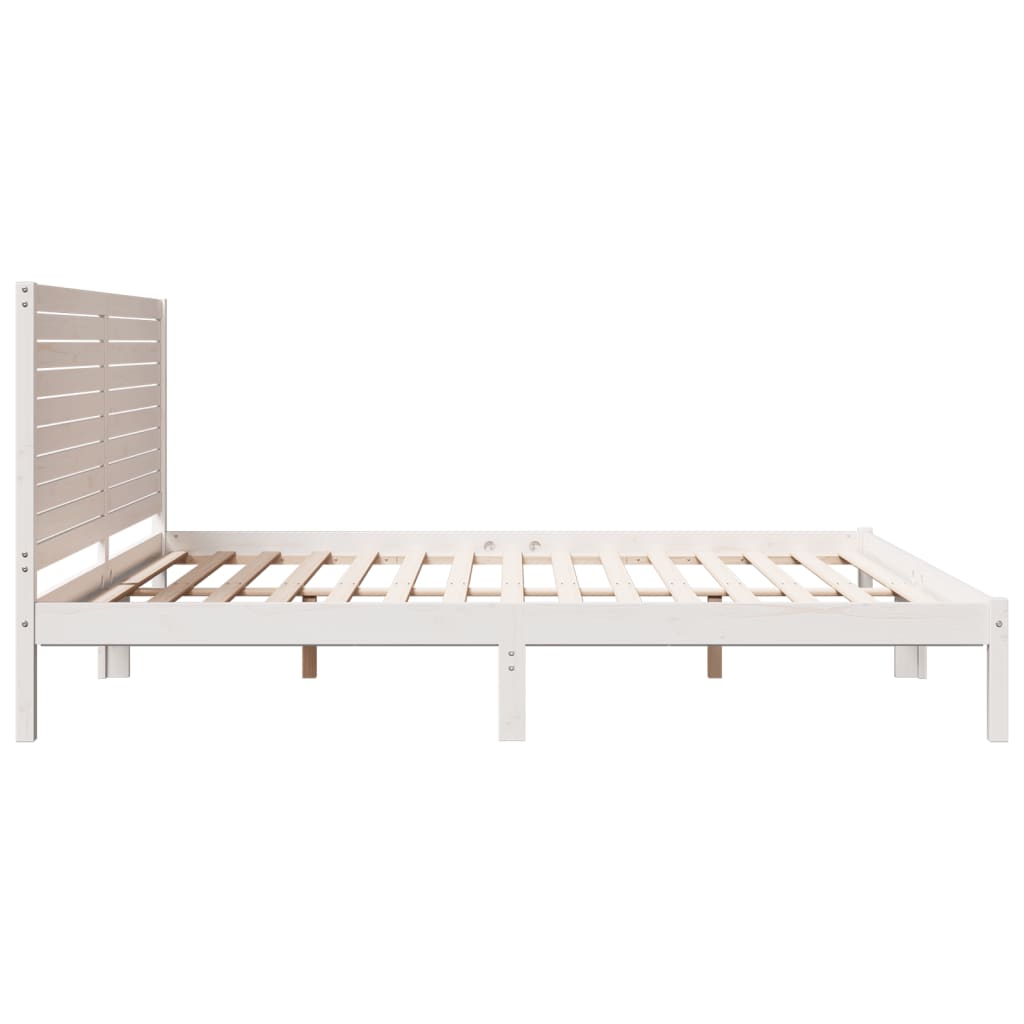 Extra Long Bed Frame without Mattress White 200x220 cm Solid Wood
