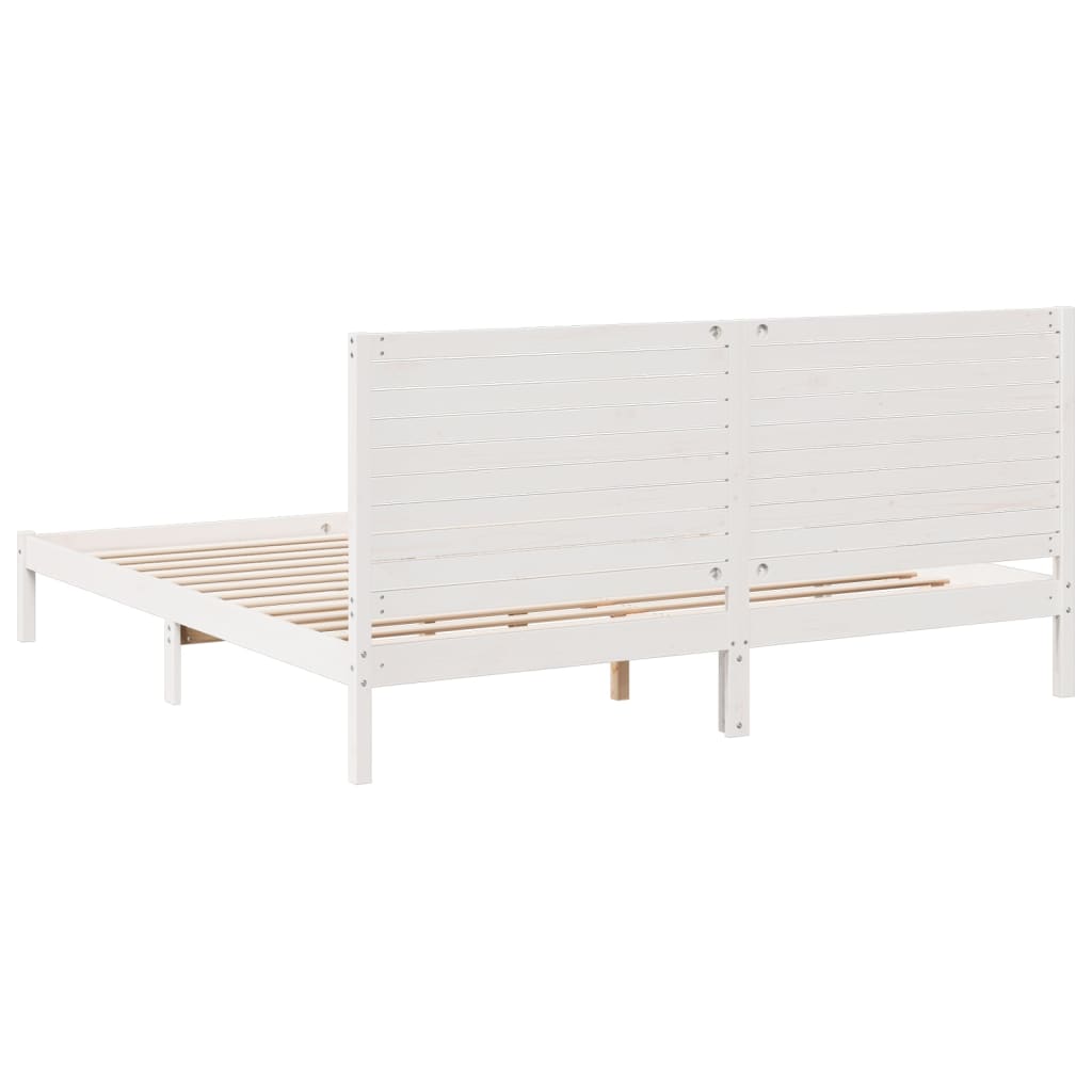Extra Long Bed Frame without Mattress White 200x220 cm Solid Wood