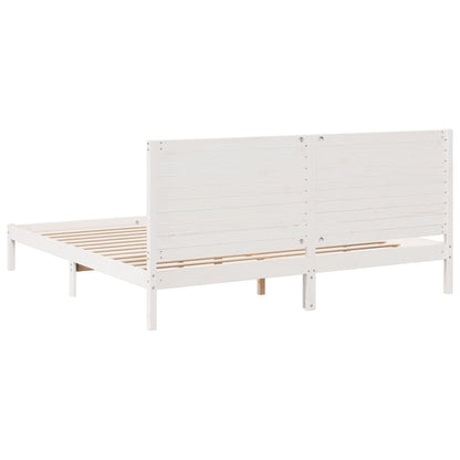 Extra Long Bed Frame without Mattress White 200x220 cm Solid Wood