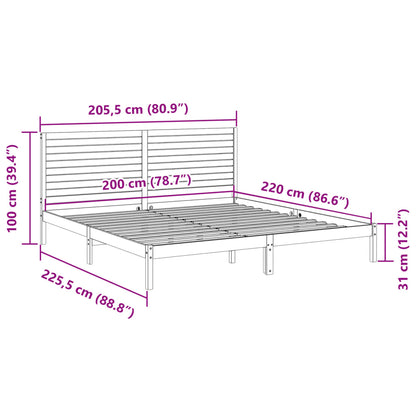 Extra Long Bed Frame without Mattress White 200x220 cm Solid Wood