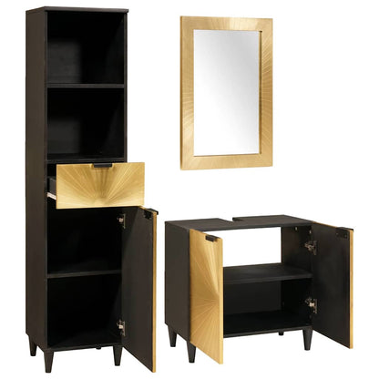 Bathroom Furniture Sets 3 pcs Black and Gold 38 x 33 x 160 cm
