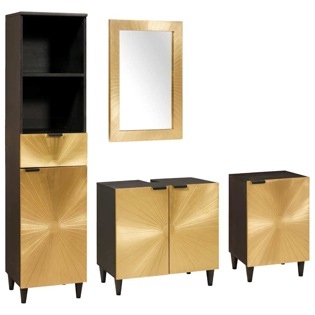 Bathroom Furniture Sets 4 pcs Black and Gold 38 x 33 x 160 cm