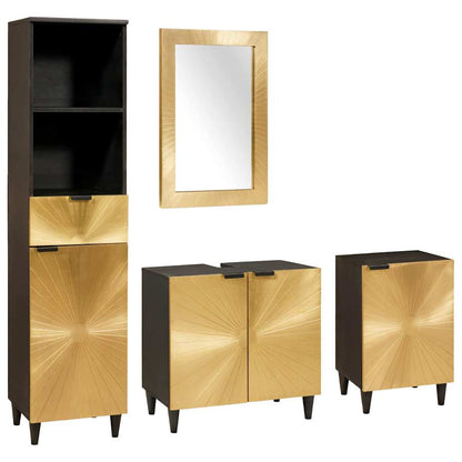 Bathroom Furniture Sets 4 pcs Black and Gold 38 x 33 x 160 cm