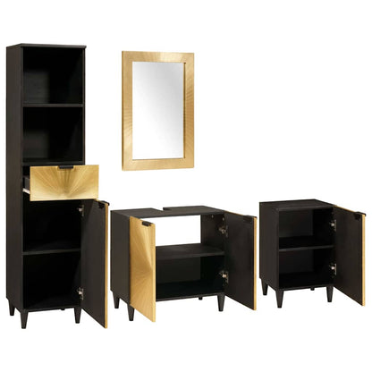 Bathroom Furniture Sets 4 pcs Black and Gold 38 x 33 x 160 cm
