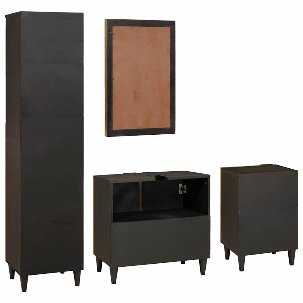 Bathroom Furniture Sets 4 pcs Black and Gold 38 x 33 x 160 cm