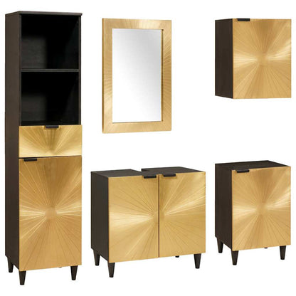 Bathroom Furniture Sets 5 pcs Black and Gold 38 x 33 x 160 cm