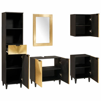 Bathroom Furniture Sets 5 pcs Black and Gold 38 x 33 x 160 cm